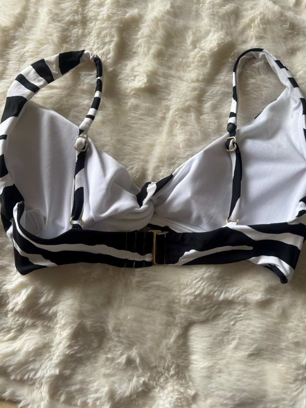 Liz Claiborne Black & White Zebra Print Swim Top with 2 mix and match bottoms - Picture 5 of 14